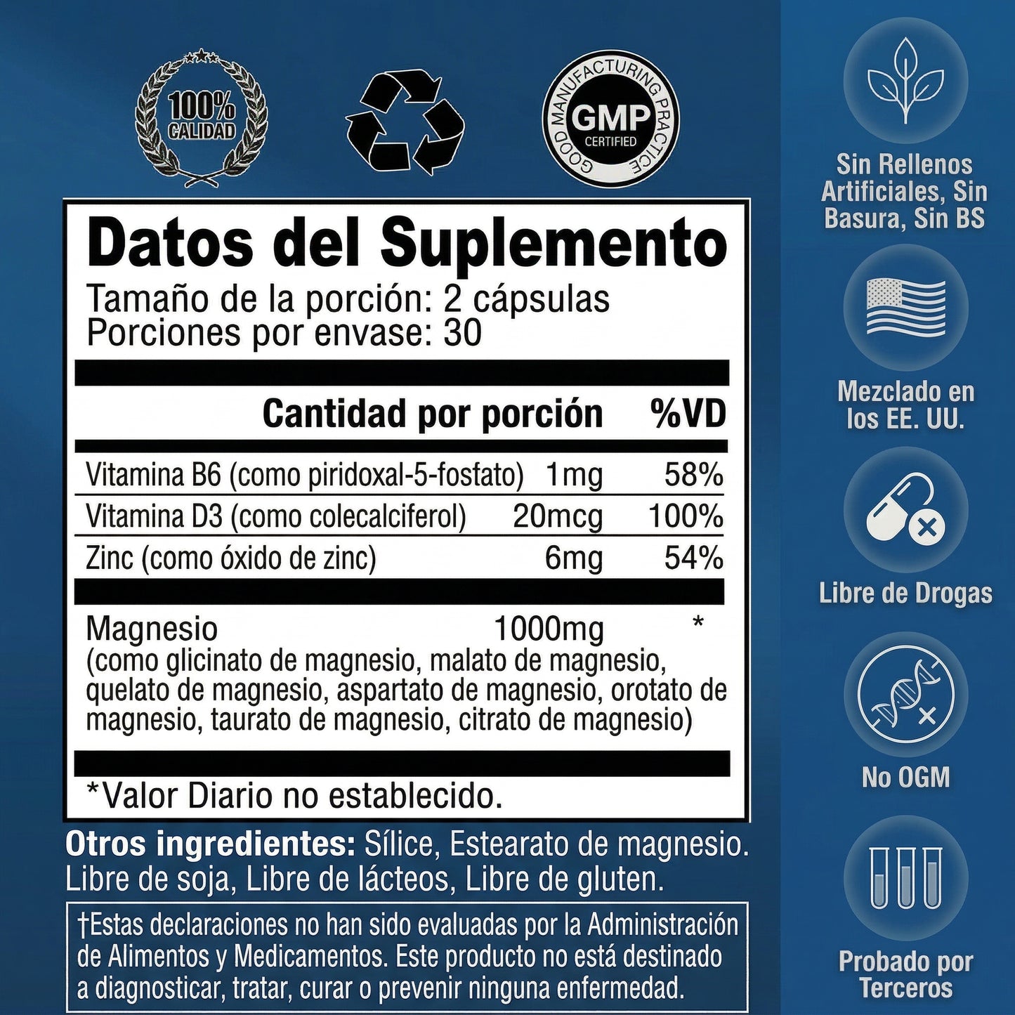 Cápsulas de complejo de magnesio Seloura 7 en 1