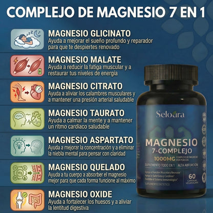 Cápsulas de complejo de magnesio Seloura 7 en 1