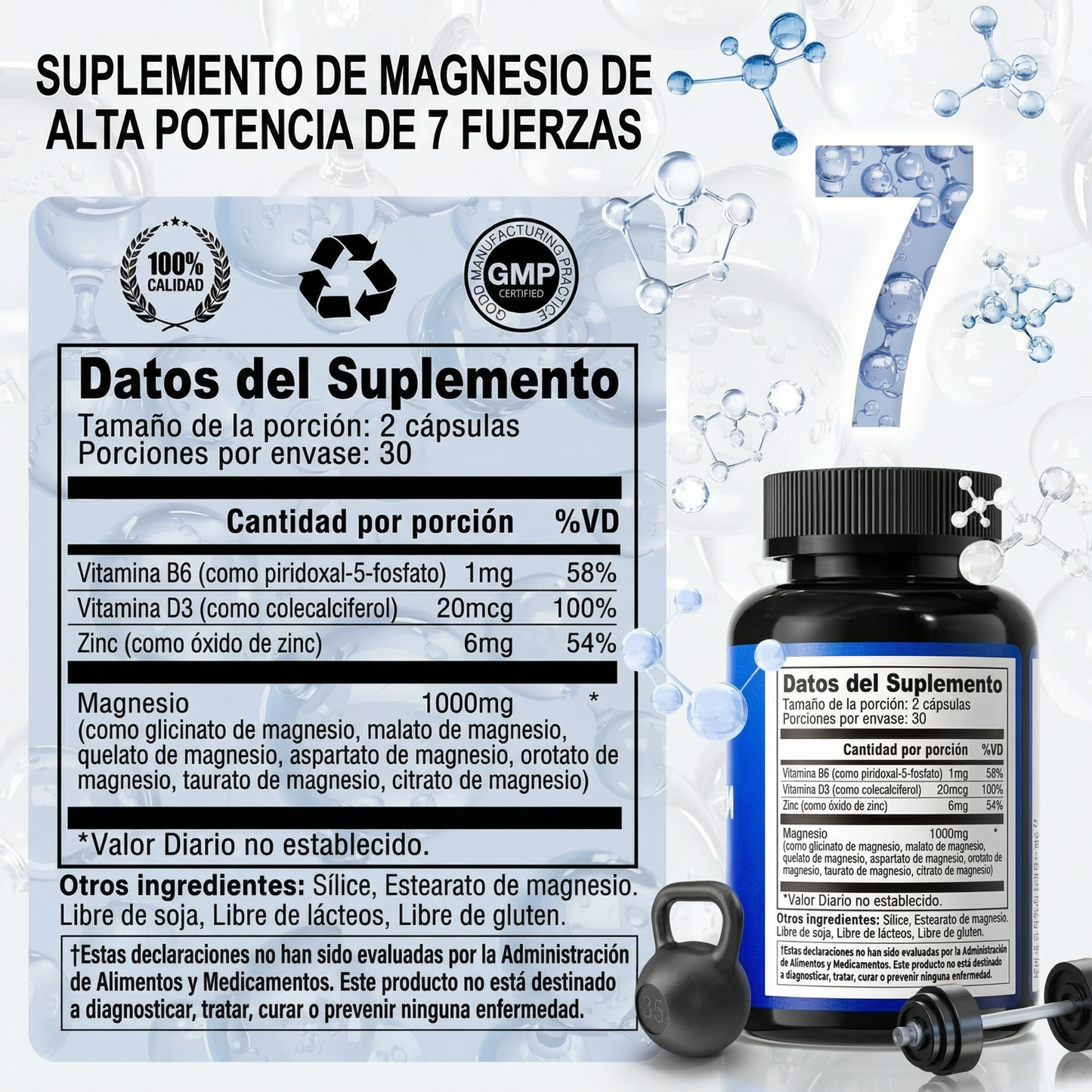 Cápsulas de complejo de magnesio Seloura 7 en 1
